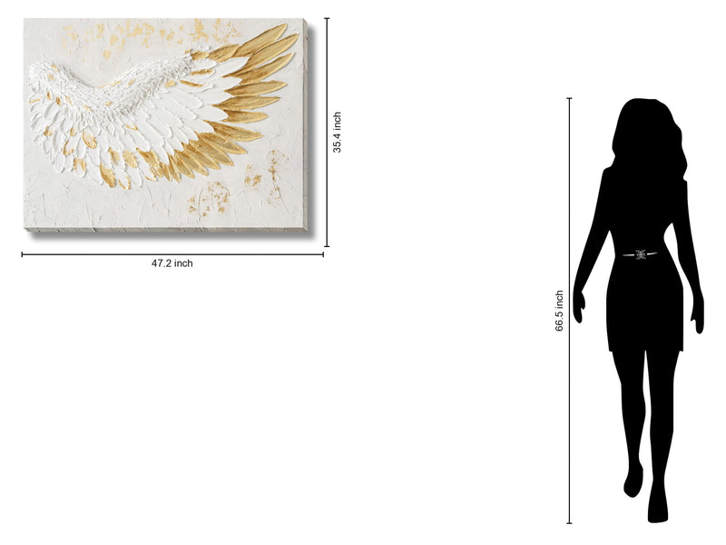 Radiant Feathered Uplift - 35" x 47" Framed Wall Art - White