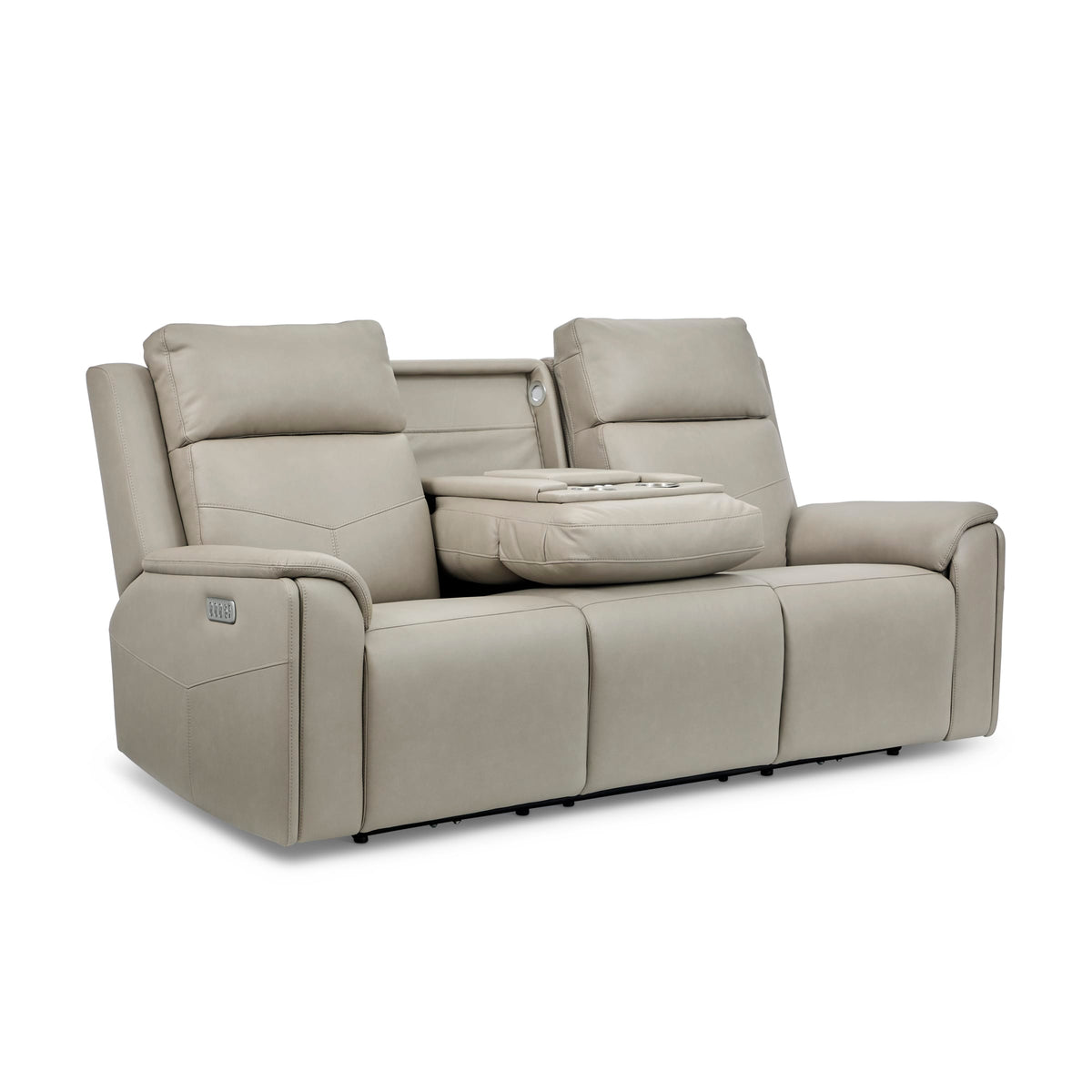 Flexsteel Vernon Power Reclining Sofa with Console, Power Headrest, Lumbar, Heat & Massage