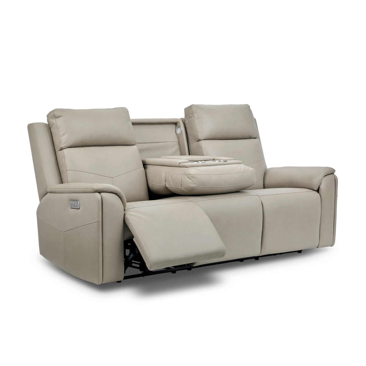 Flexsteel Vernon Power Reclining Sofa with Console, Power Headrest, Lumbar, Heat & Massage