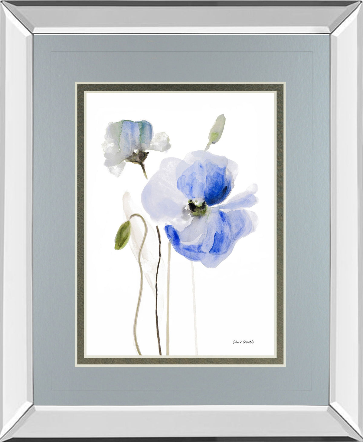 All Poppies I By Lanie Loreth - Mirror Framed Print Wall Art - Gray