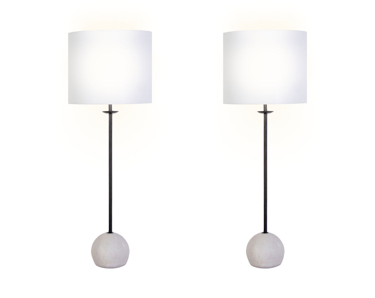 "Urban Sphere" Concrete Buffet Lamp (Set of 2) - Concrete/Matte Black