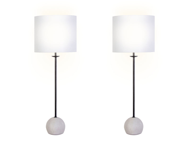 "Urban Sphere" Concrete Buffet Lamp (Set of 2) - Concrete/Matte Black