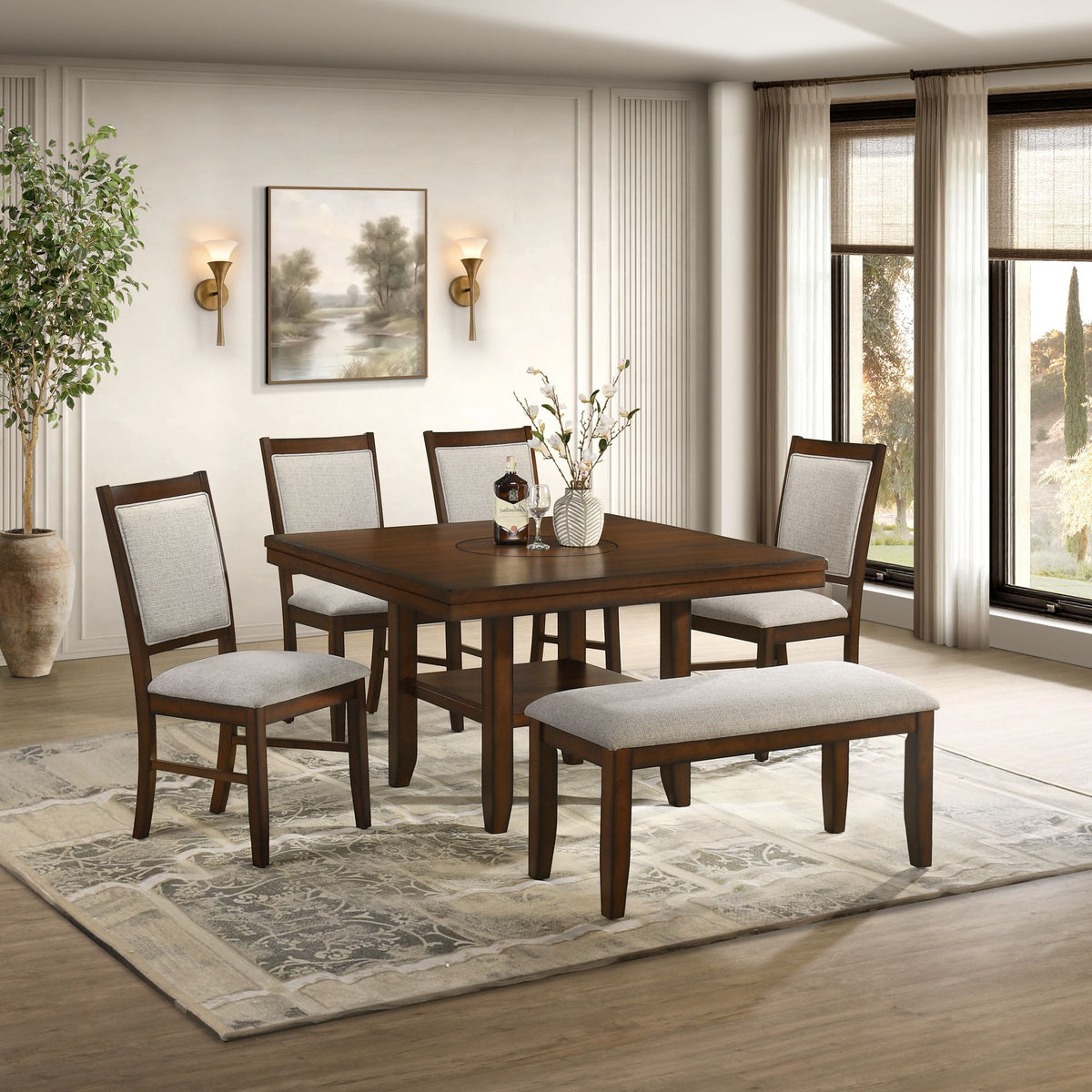 Portage - Dining Bench - Brown / Beige