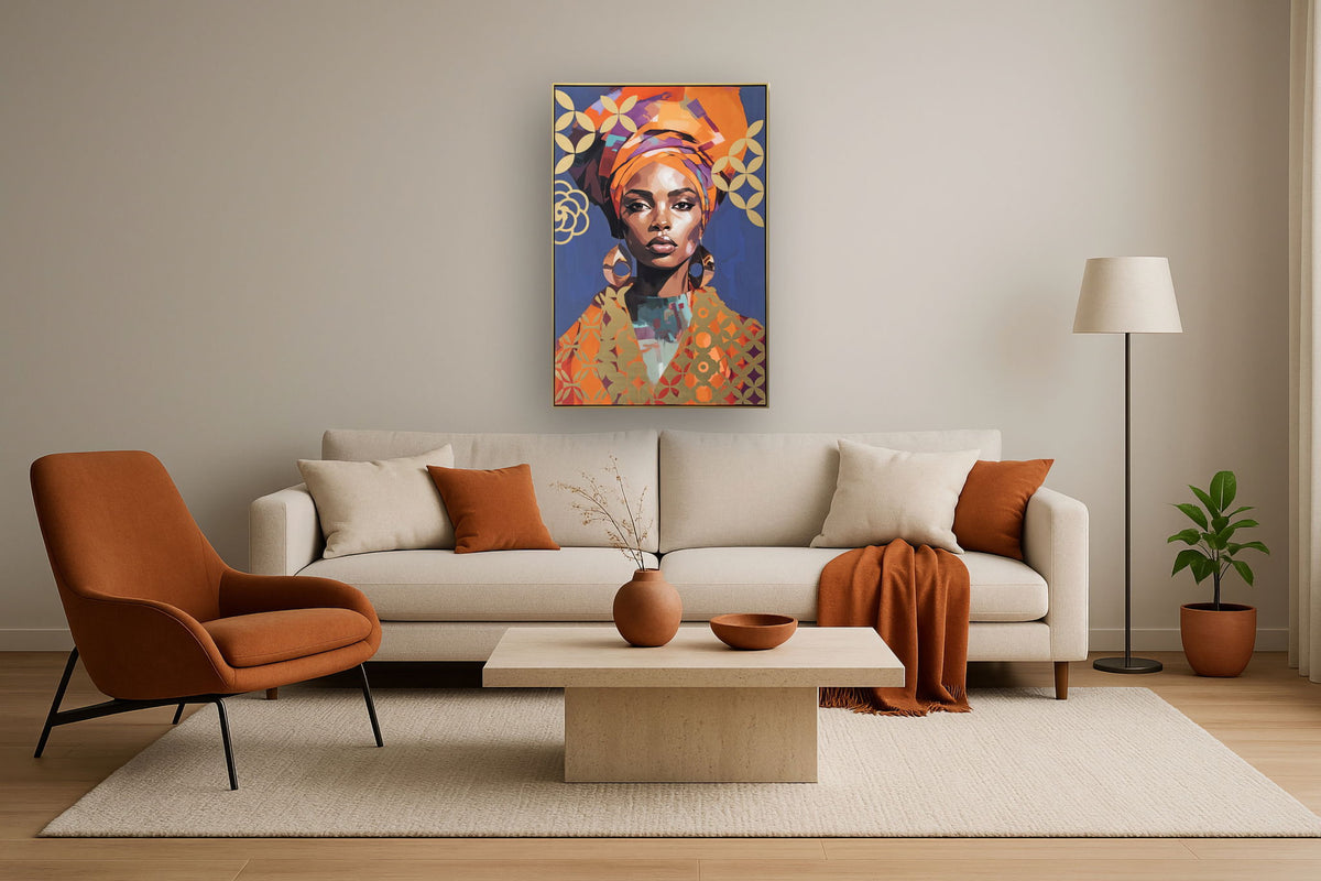 Radiant Aura Elegance - 33" x 48" Framed Wall Art - Orange