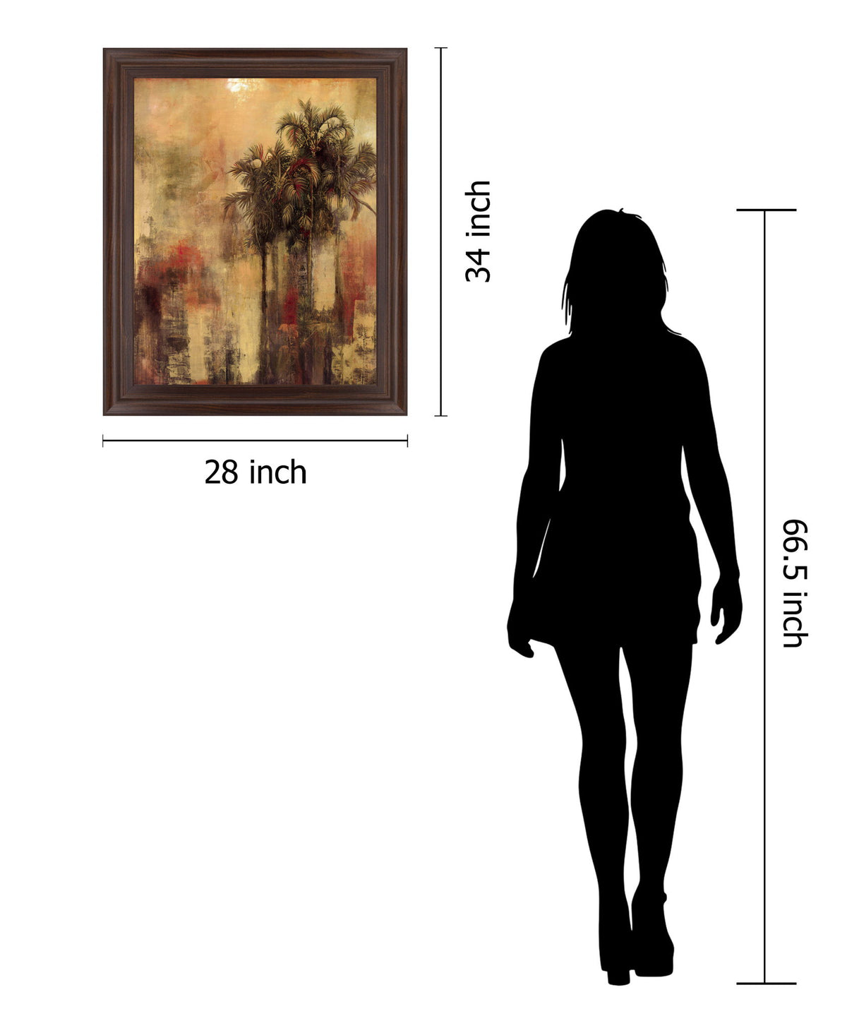 Sunlit Palm Whisper - 28" x 34" Framed Wall Art - Beige