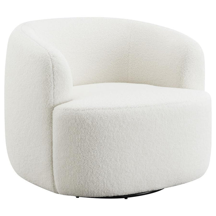 Hudson - Faux Sheepskin Upholstered Swivel Chair - Natural