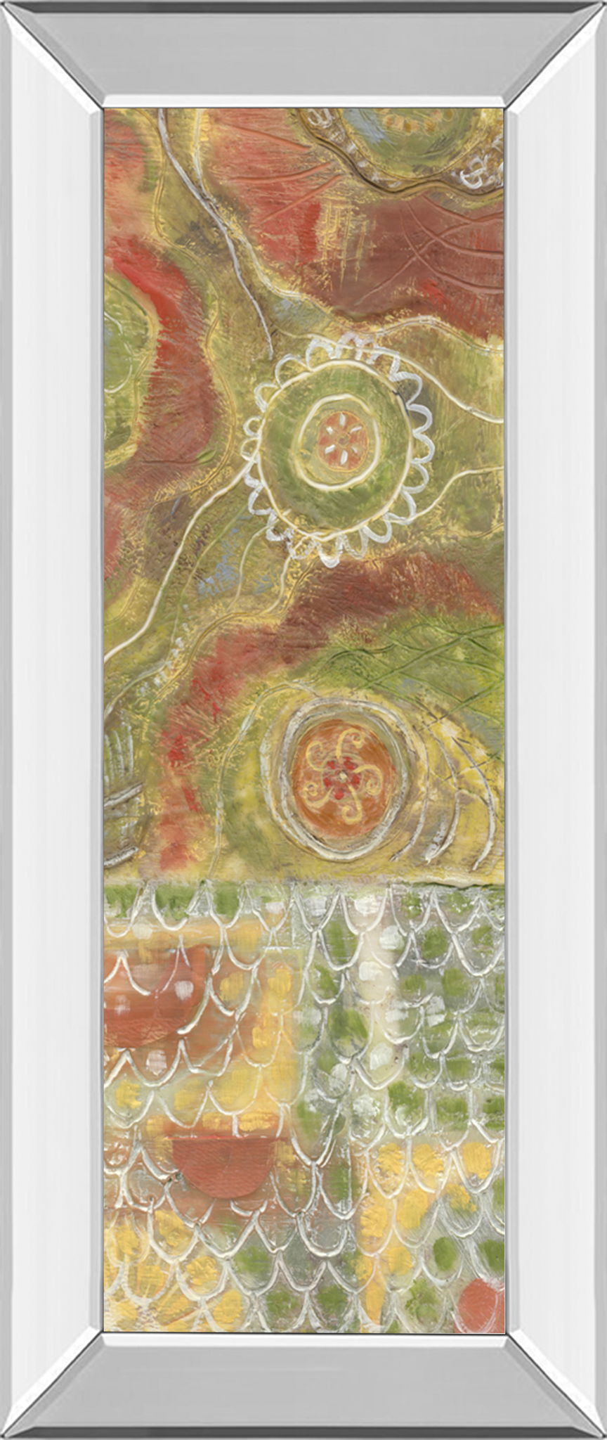 Moroccan Whimsy Il By Karen Deans - Mirror Framed Print Wall Art - Green