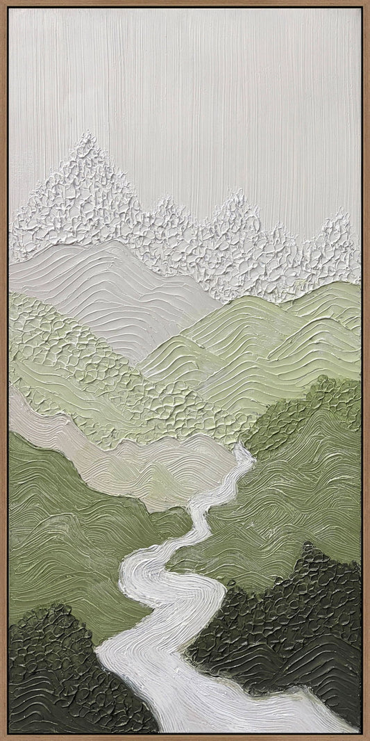 Verdant Passage I Hand-Painted Canvas In Frame - Black / Green