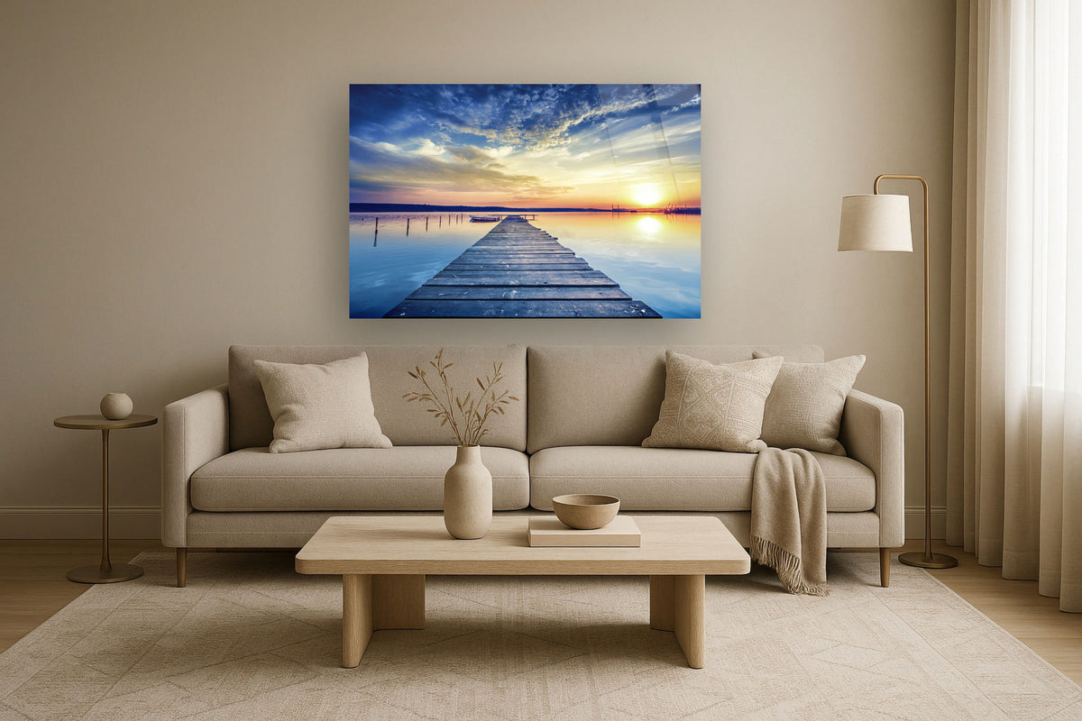 Floating Tempered Glass With Foil Sunset - Blue