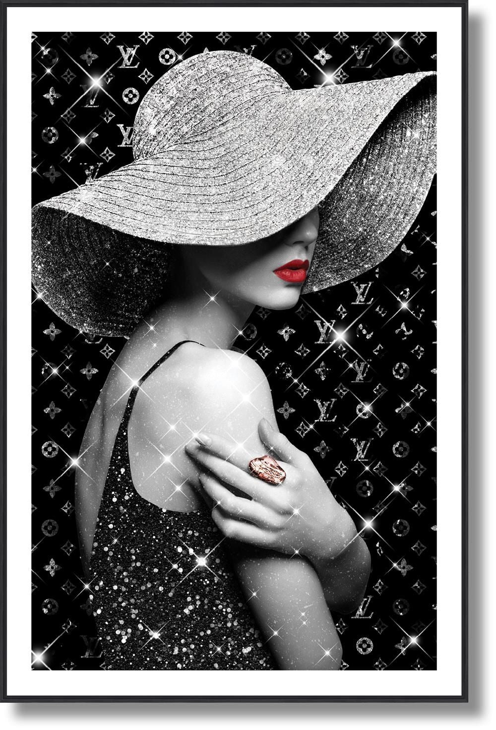Silver Allure Portrait - 47" x 32" Framed Wall Art - Black