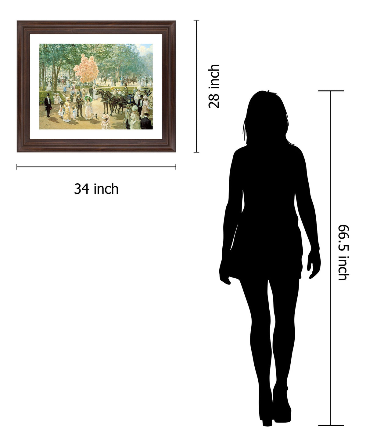 Victorian Balloon Promenade - 28" x 34" Framed Wall Art - Green