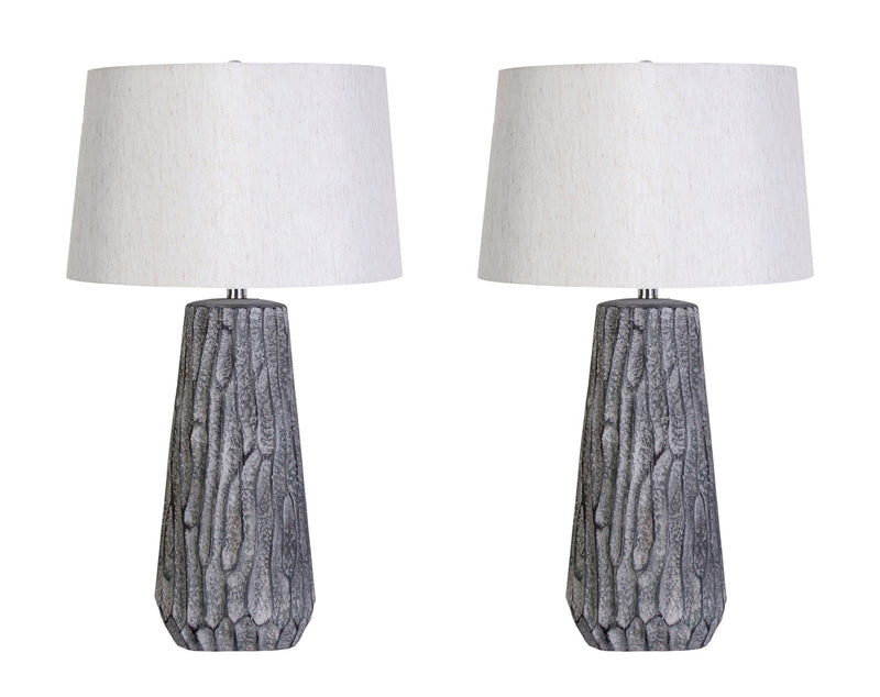 "Textured Elegance" Ceramic Table Lamp (Set of 2) - Gray