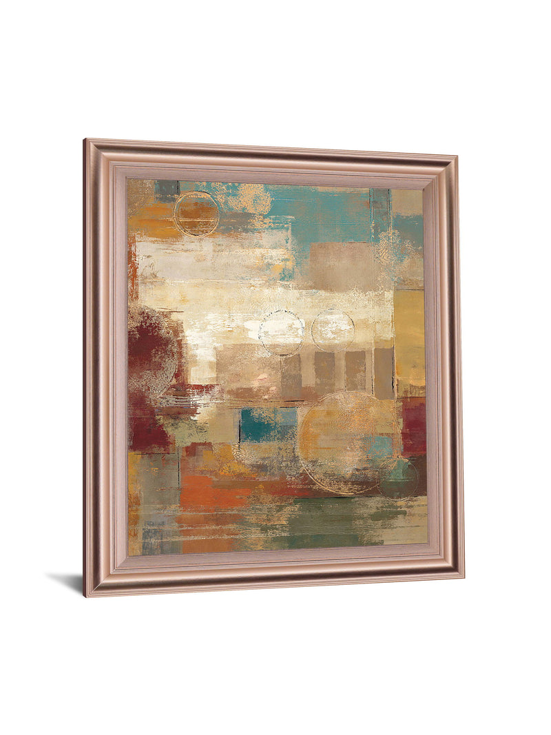 Golden Haze Geometry - 28" x 34" Framed Wall Art - Beige