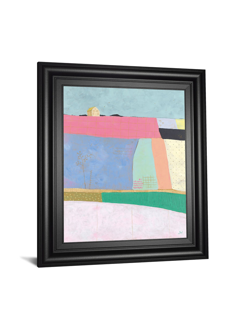 Live Colorfully-Patchwork By Joelle Wehkamp - Framed Print Wall Art - Light Blue
