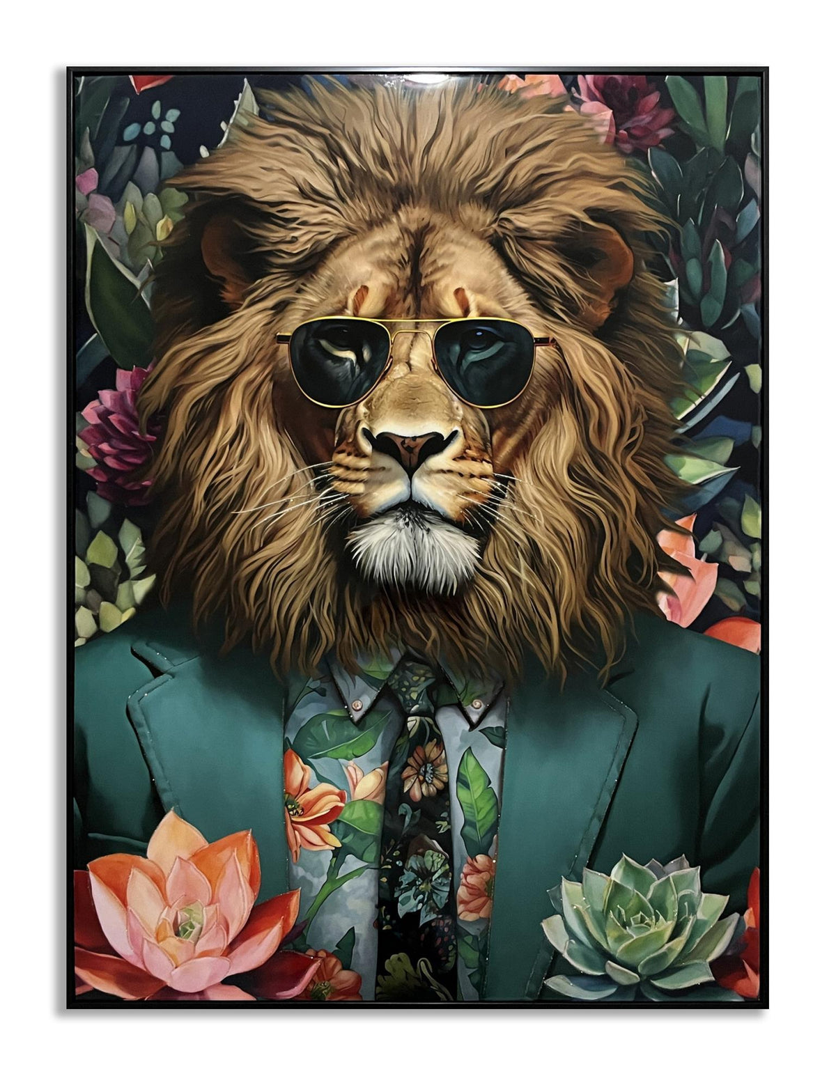 Floral King Swagger - 40" x 30" Framed Wall Art - Green