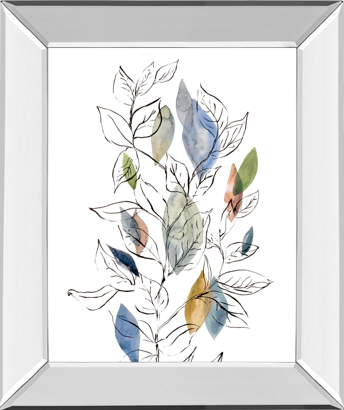 Spring Leaves Il By Meyers, R. - Mirror Framed Print Wall Art - White