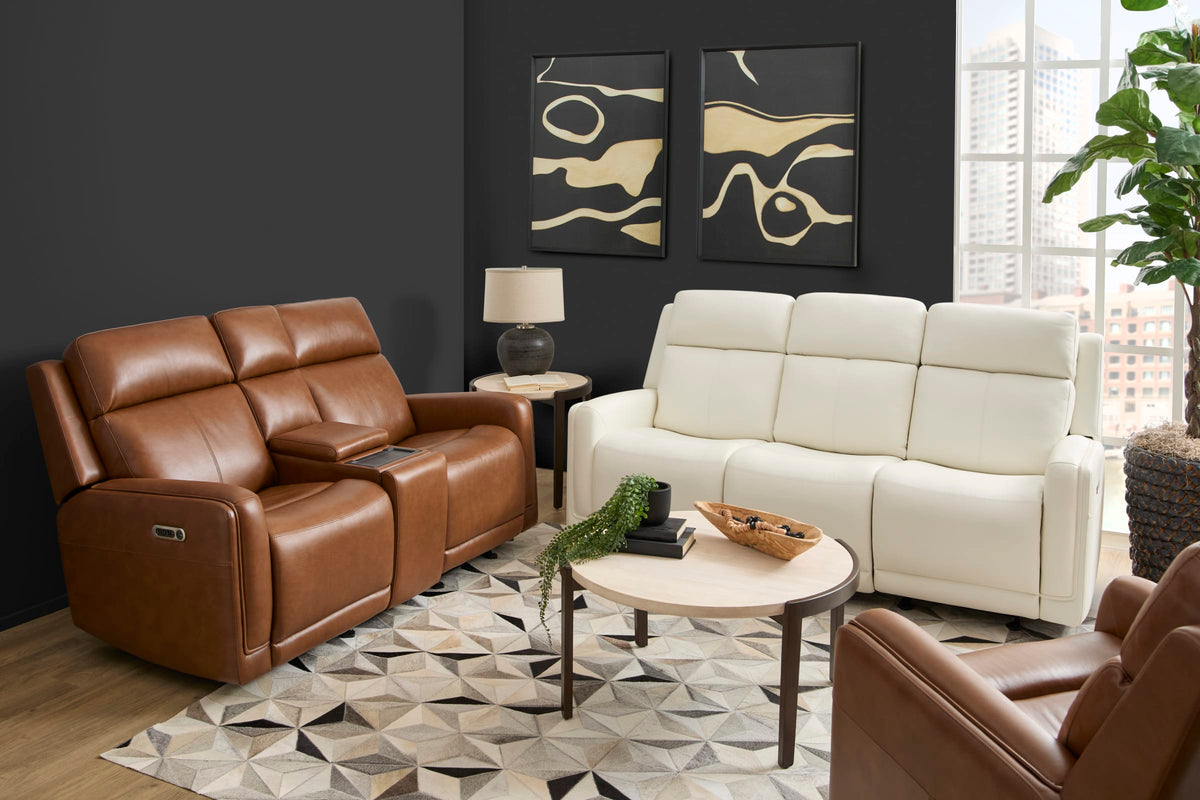 Flexsteel Alister Power Gliding Loveseat with Console, Power Headrests & Lumbar