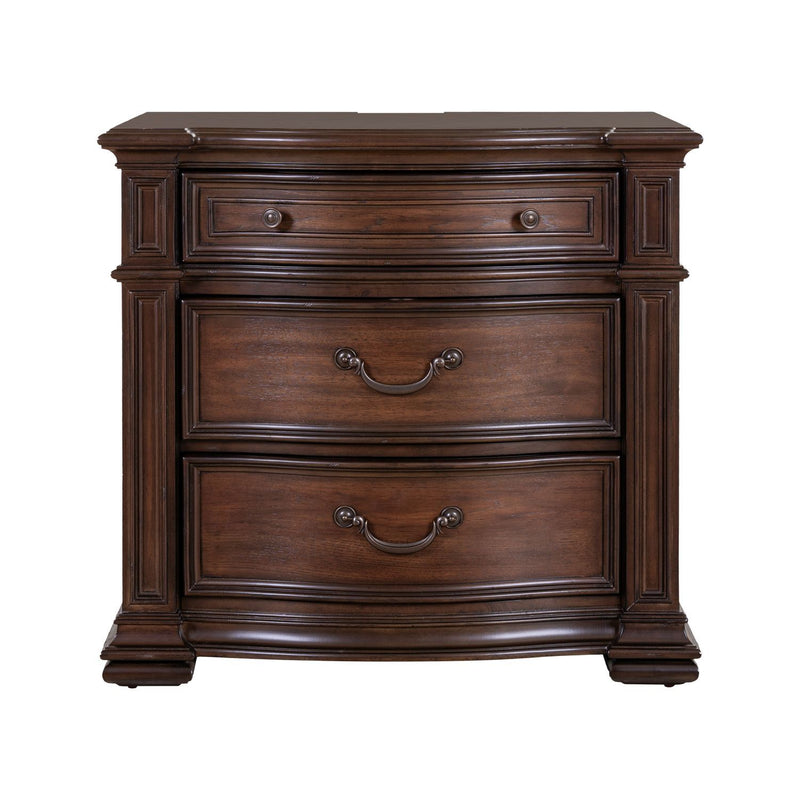 Providence Park - Bedside Chest With Charging Station - Chateau Brown