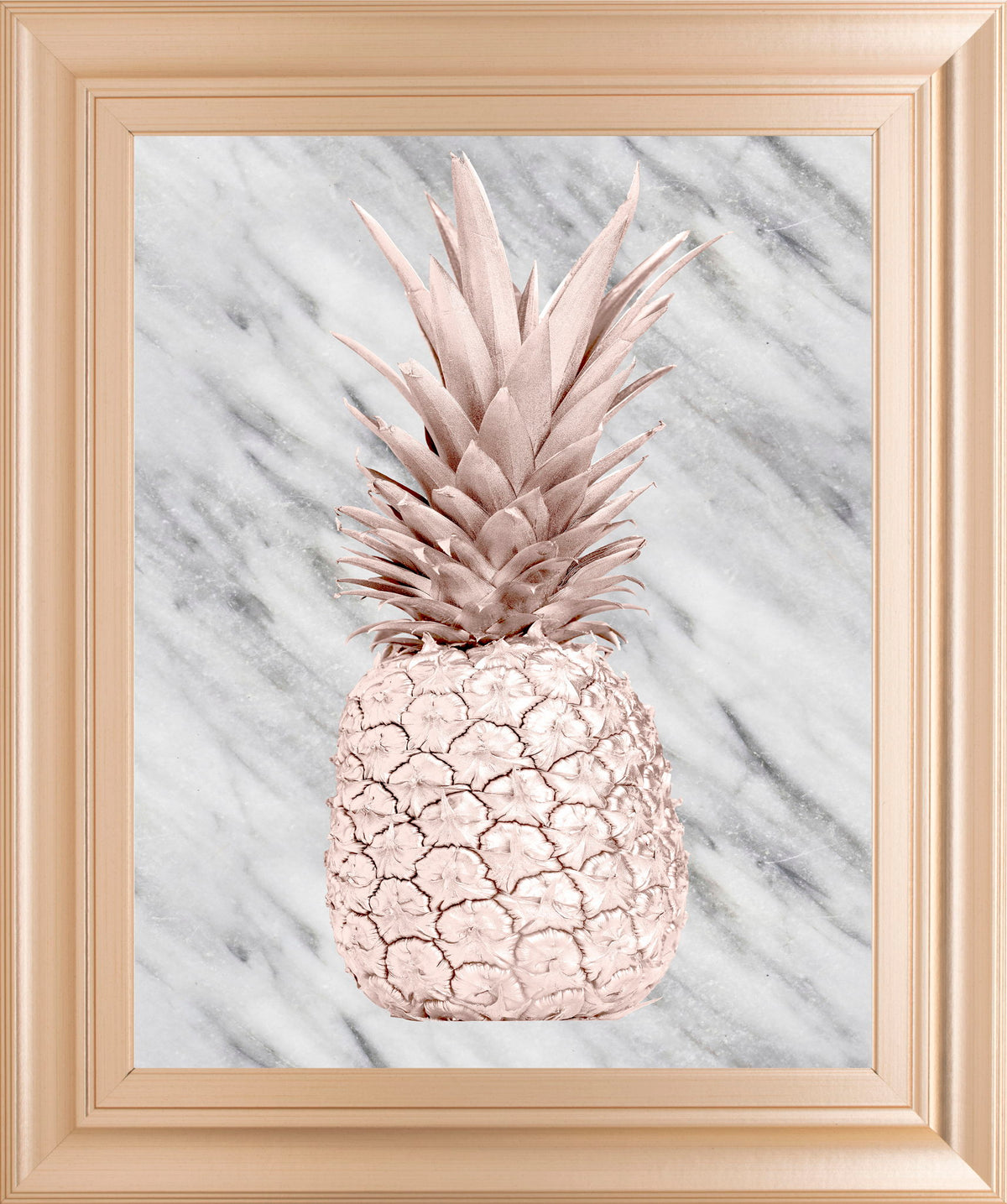 Rose Pineapple On Marble By Nature Magick - Framed Print Wall Art - Beige