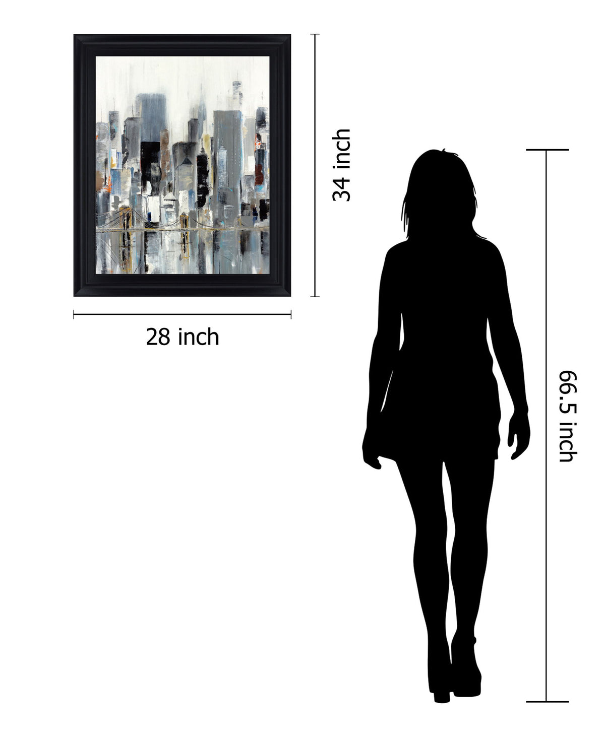 Misty Metropolis - 28" x 34" Framed Wall Art - Gray
