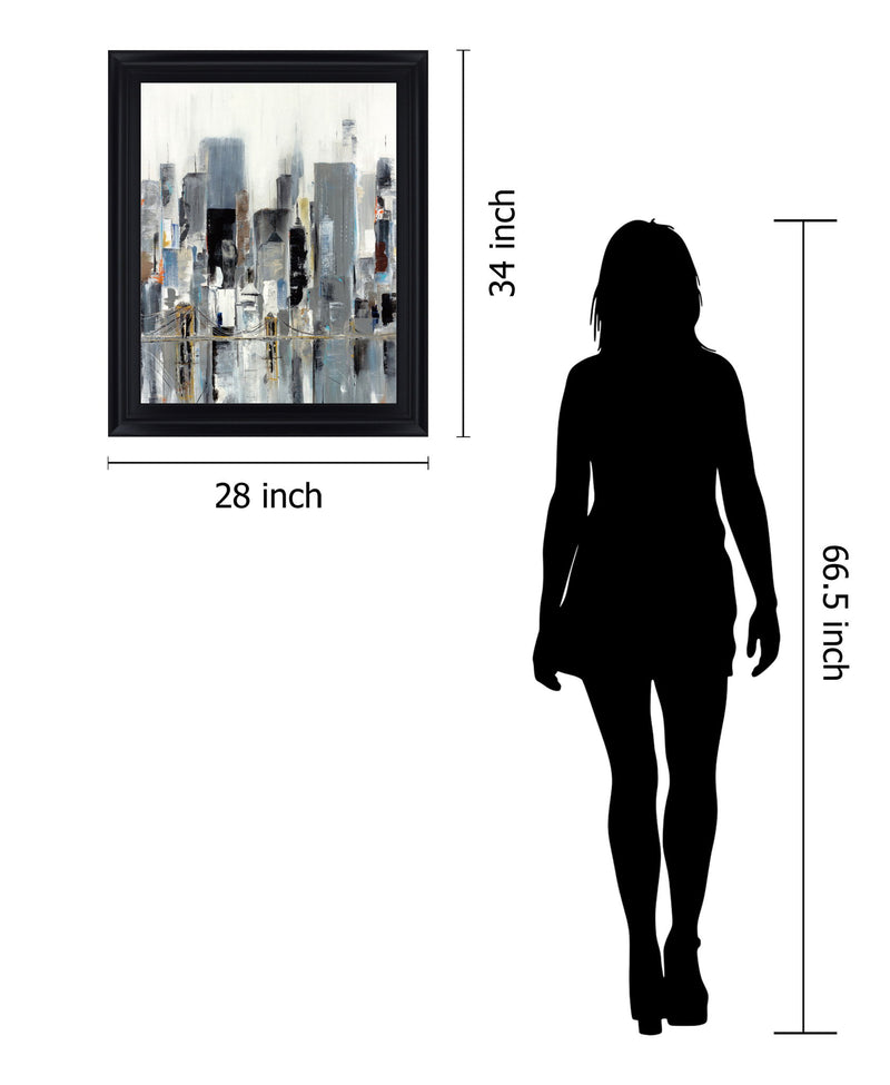 Misty Metropolis - 28" x 34" Framed Wall Art - Gray