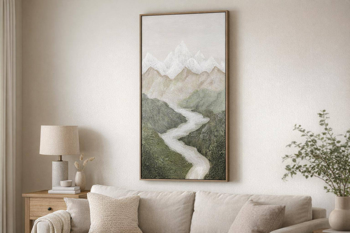 Verdant Passage II Hand-Painted Canvas In Frame - Green / Ivory