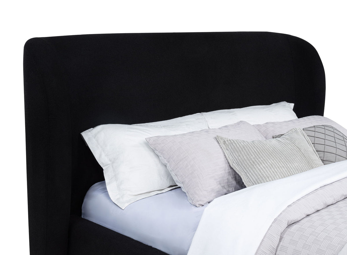 Blaire Upholstered Eastern King Wingback Platform Bed Black