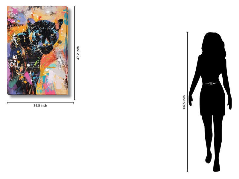 Vivid Panther Gaze - 32" x 47" Framed Wall Art - Black