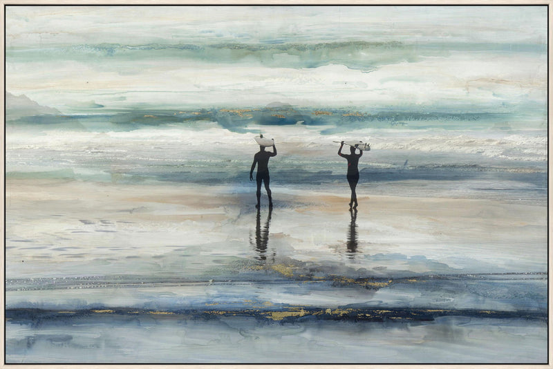 Surfer Stroll - 32" x 48" Framed Wall Art - Blue