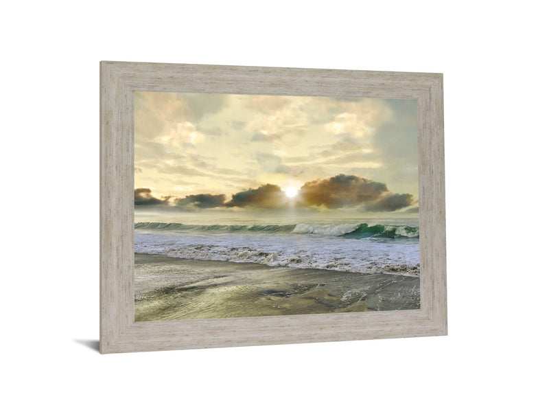 Sunlit Breakers - 28" x 34" Framed Wall Art - Beige
