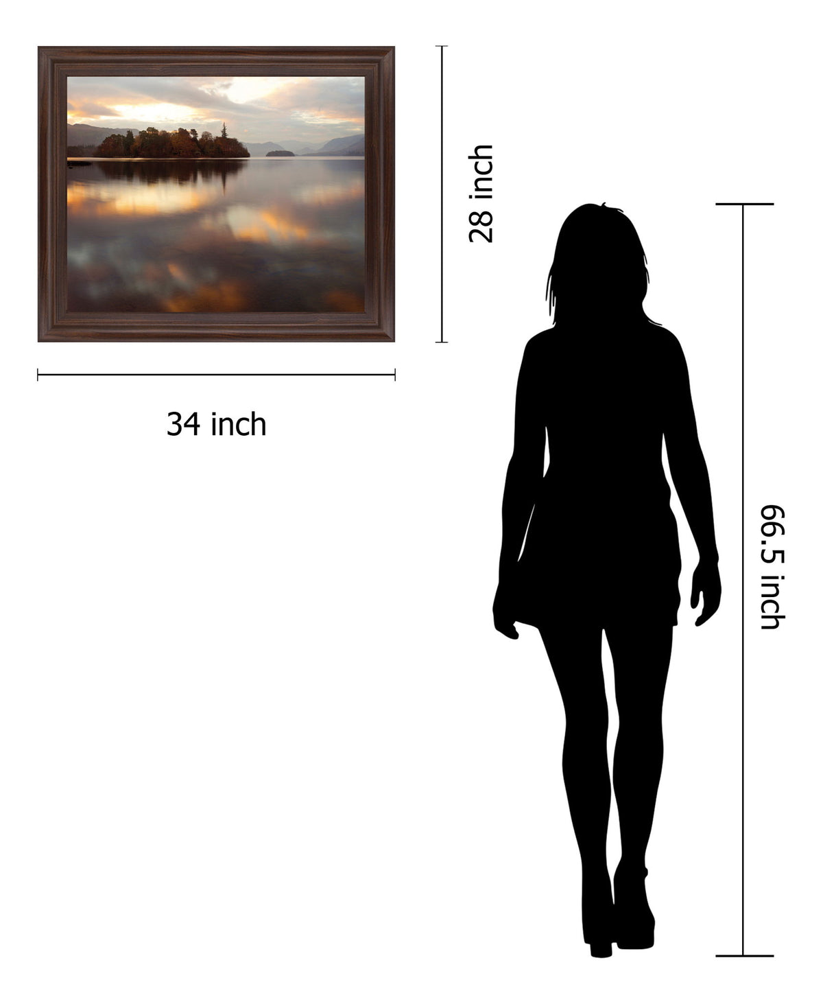 Golden Reflection Stillness - 28" x 34" Framed Wall Art - Light Brown