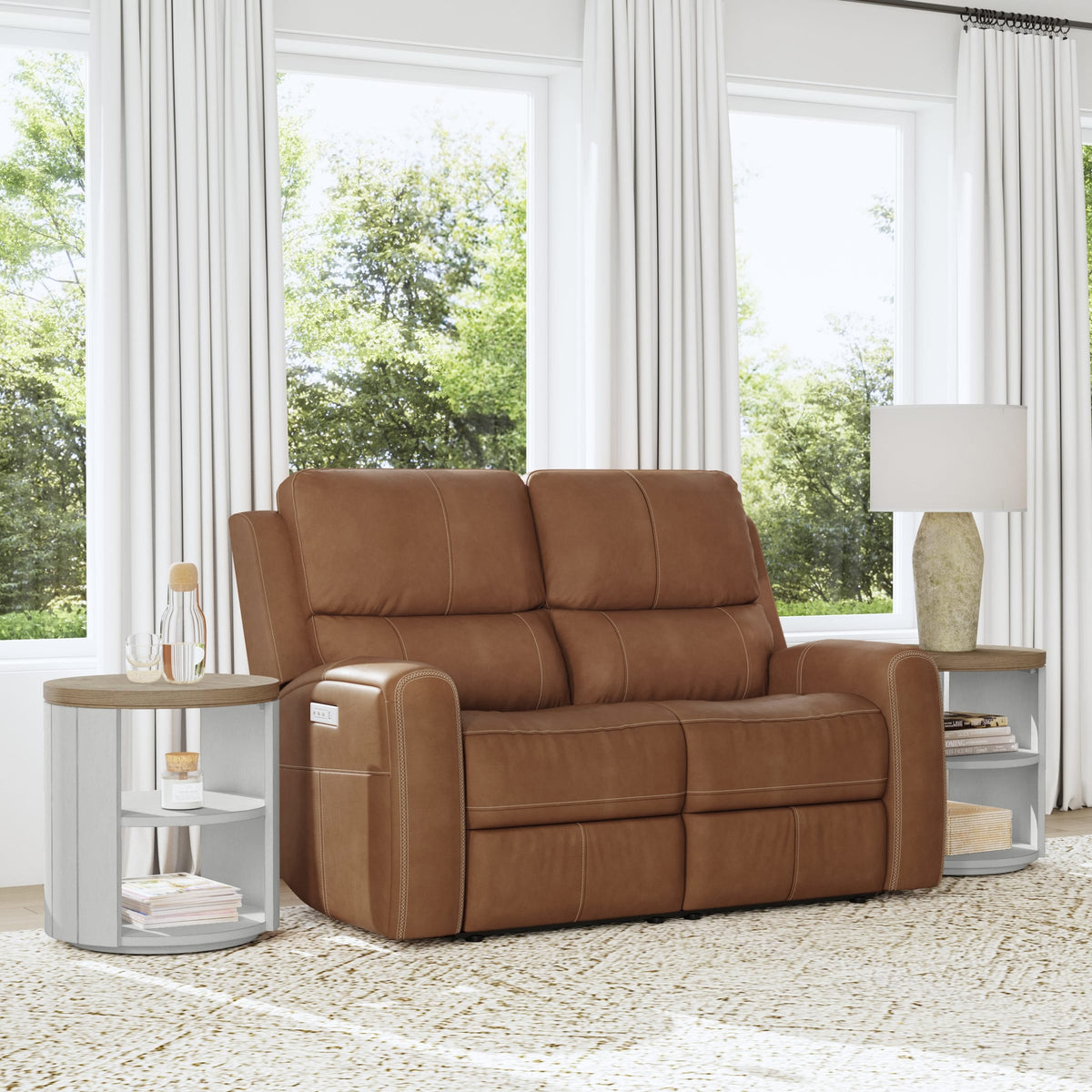 Flexsteel Linden Power Reclining Loveseat with Power Headrests & Lumbar