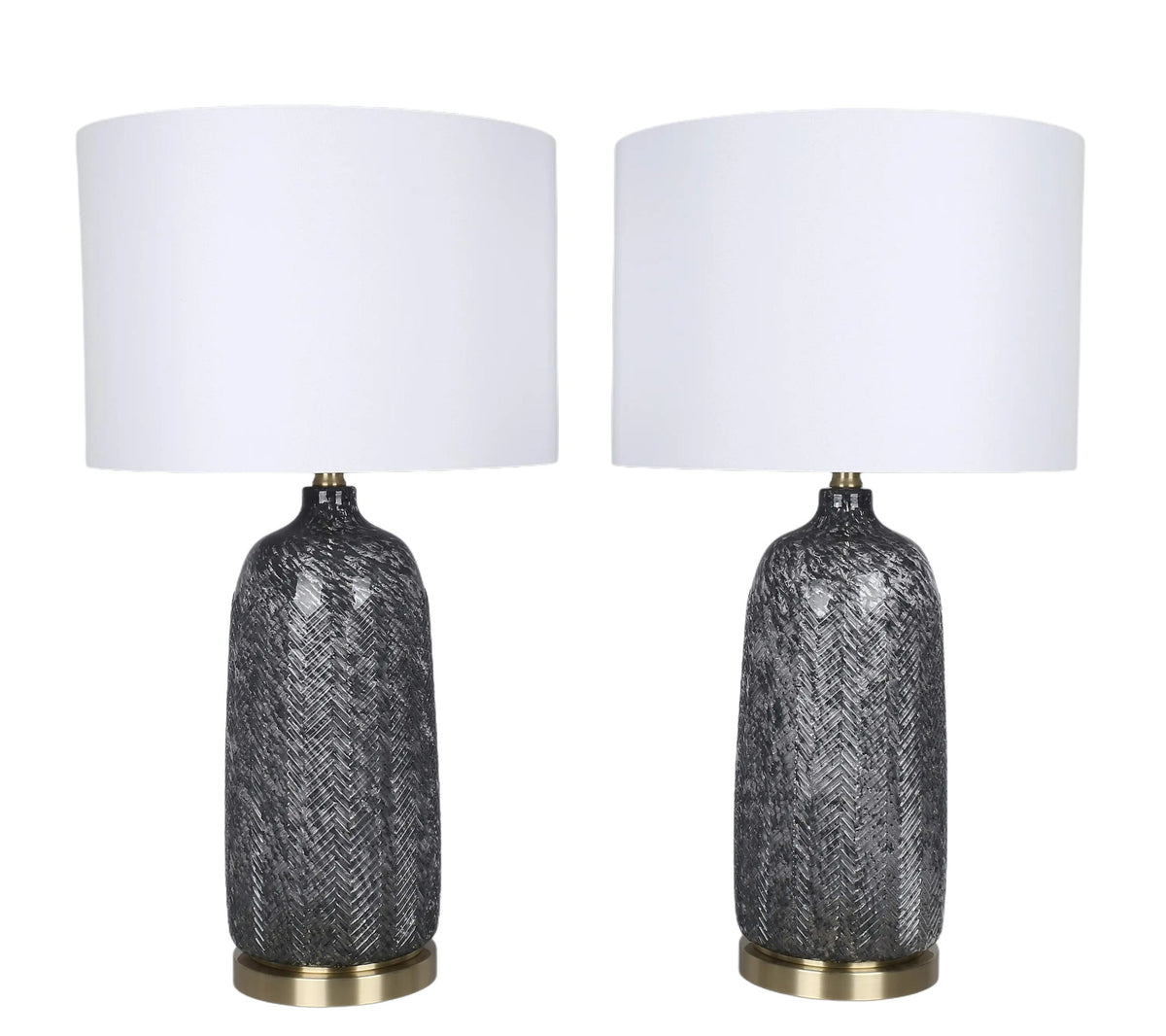 Midnight Weave Art Glass & Metal Table Lamp (Set of 2) - Midnight Weave Art Glass