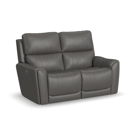 Flexsteel Carter Power Reclining Loveseat with Power Headrests & Lumbar
