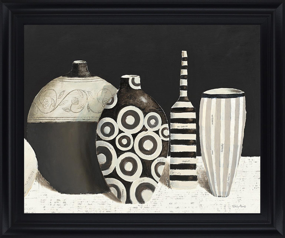 Monochrome Vessels - 28" x 34" Framed Wall Art - Dark Gray