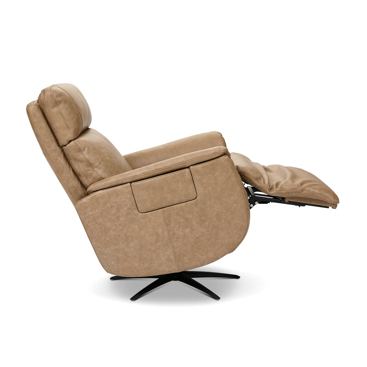 Flexsteel Cove Power Swivel Recliner with Power Headrest, Lumbar, Heat, & Massage