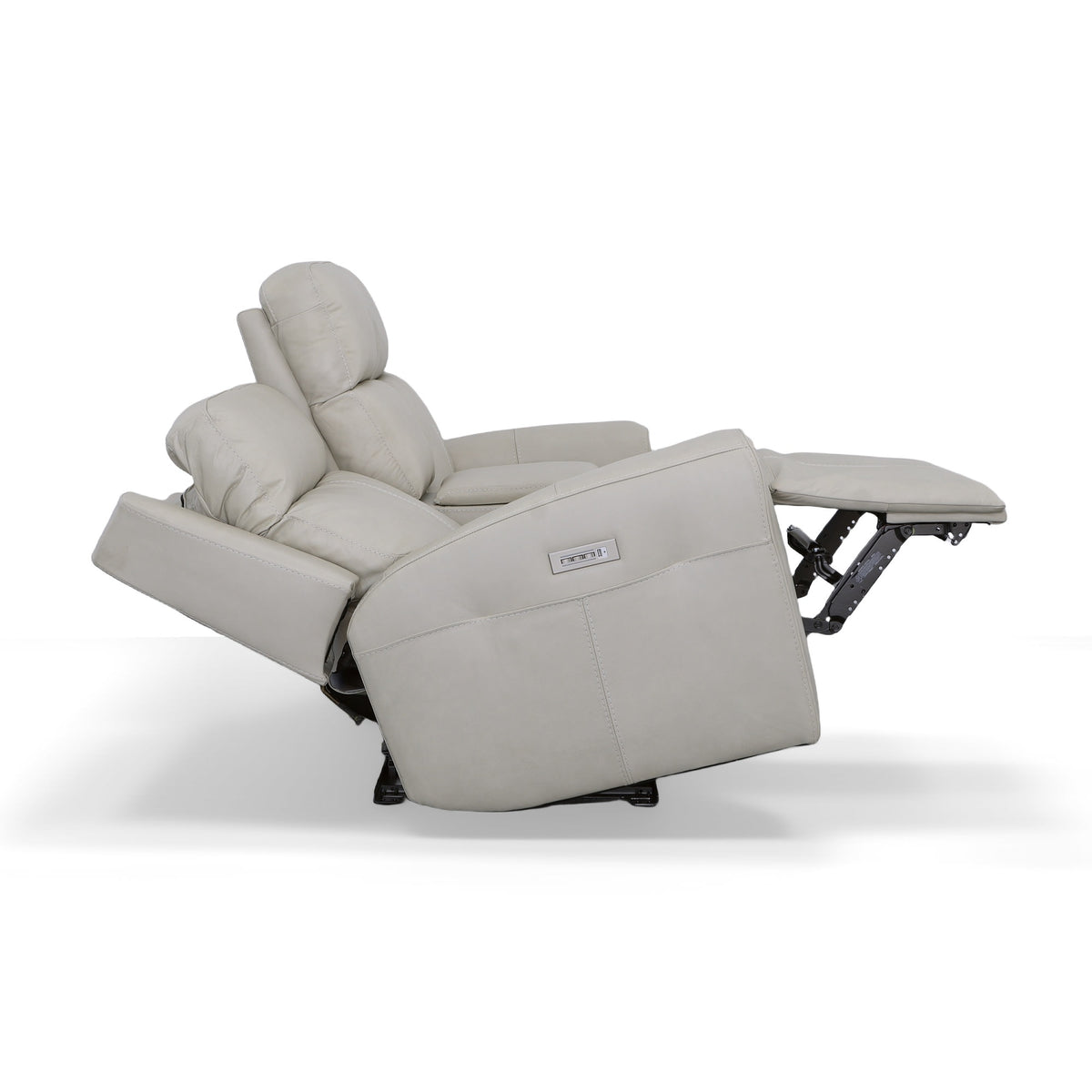 Flexsteel Barnett Power Reclining Loveseat with Console, Power Headrests & Lumbar