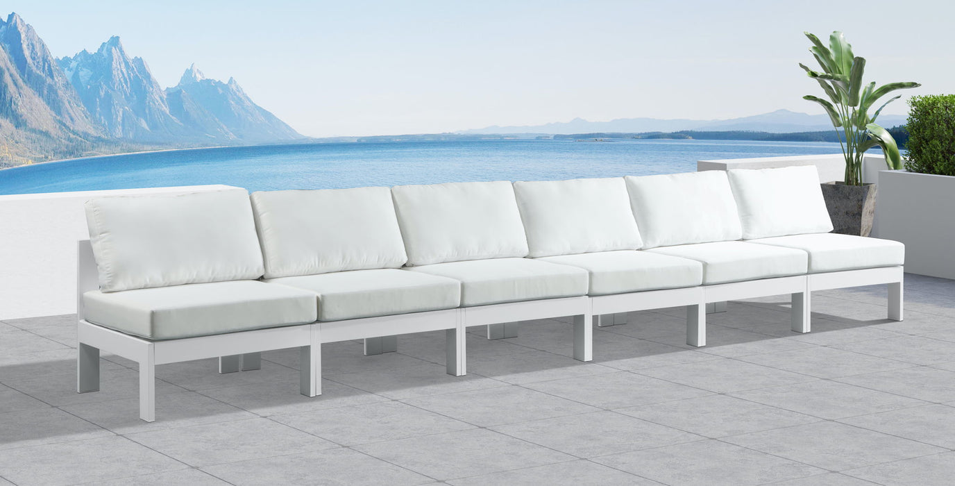 Nizuc - Outdoor Patio 6 Seat Armless Modular Sofa With White Frame