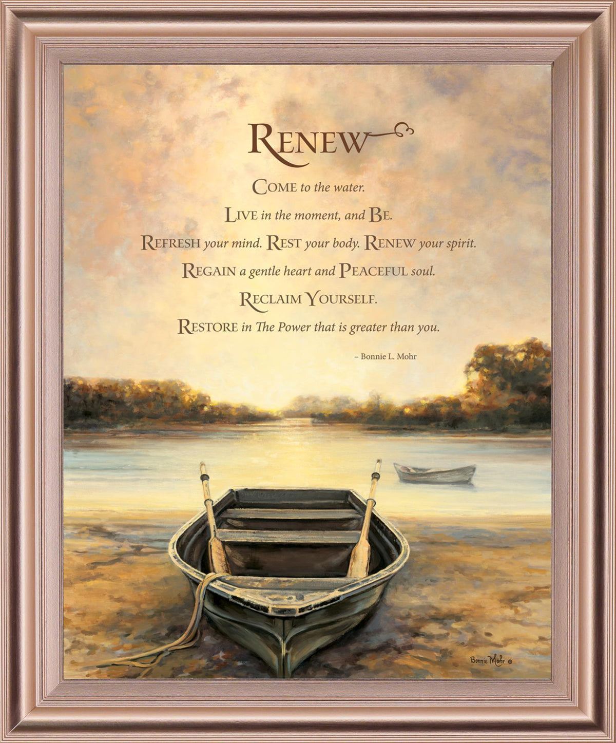 Tranquil Rowboat Morning - 28" x 34" Framed Wall Art - Beige