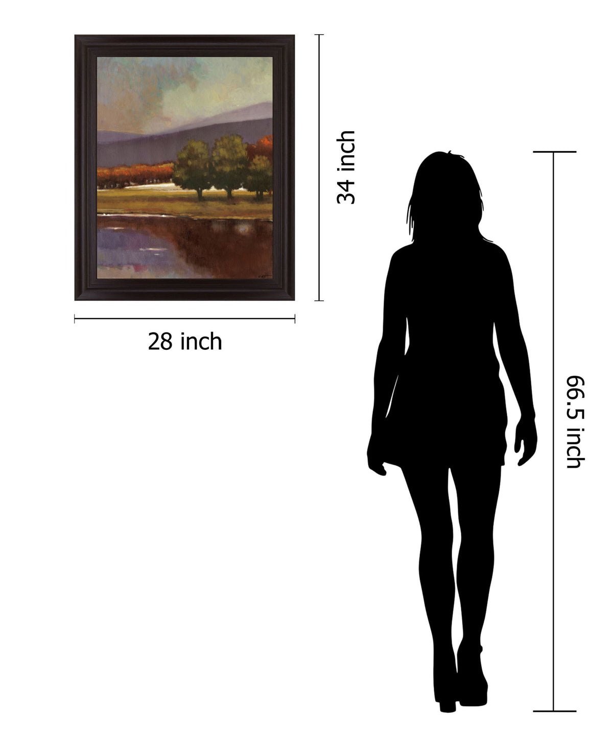 Woodland Reflections - 28" x 34" Framed Wall Art - Dark Brown