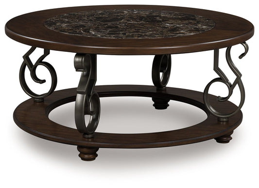 Frallyn - Round Cocktail Table - Dark Brown