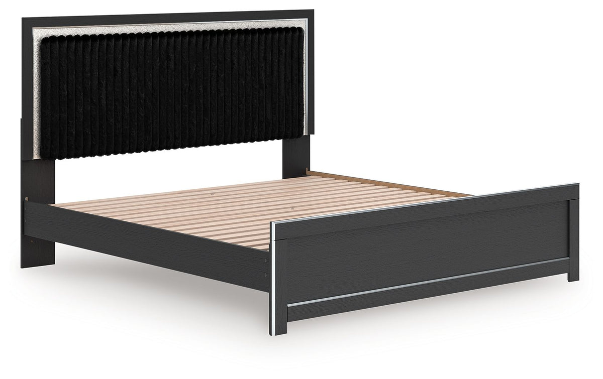 Zuraleus - Upholstered Panel Platform Bed With Roll Slats