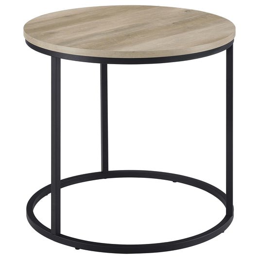 Lainey Round Occasional Side End Table Distressed Pine