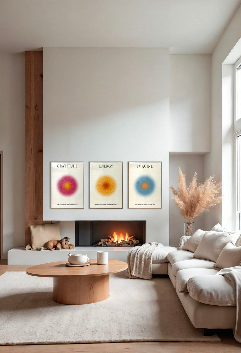 "Radiant Imagine" Hand-Embellished Canvas In Frame - Blue / Orange