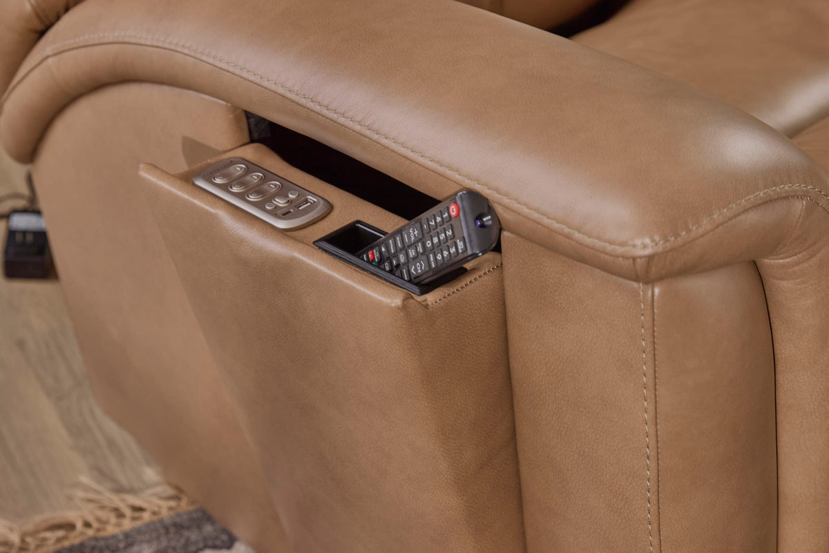Flexsteel Ranger Power Reclining Sofa with Console, Power Headrest, Lumbar, Heat & Massage