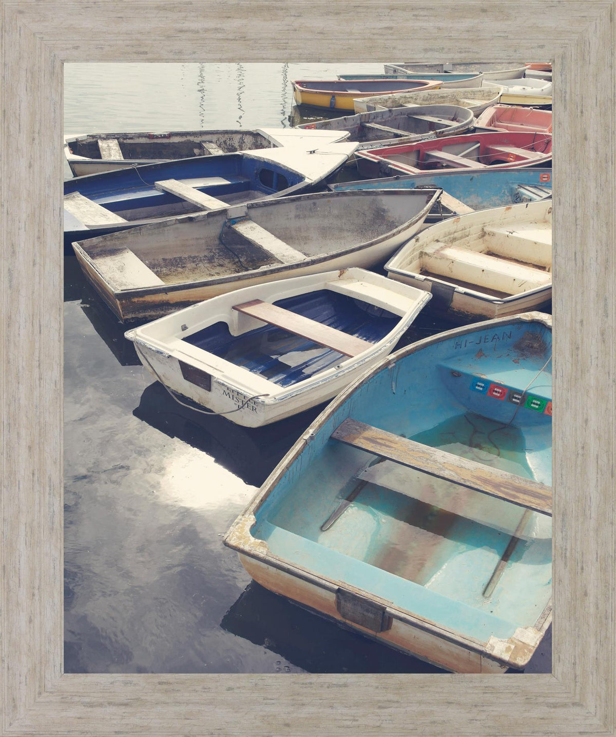 Dockside Drift - 28" x 34" Framed Wall Art - Light Blue