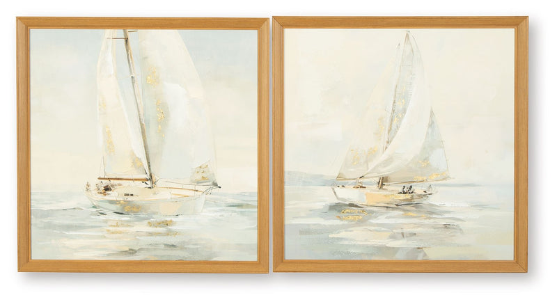 Winbrook - Wall Art Set (Set of 2) - Gray / Tan / Gold Finish
