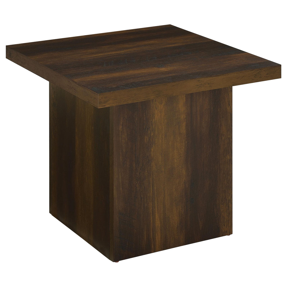 Devar Square Engineered Wood Side End Table Dark Pine