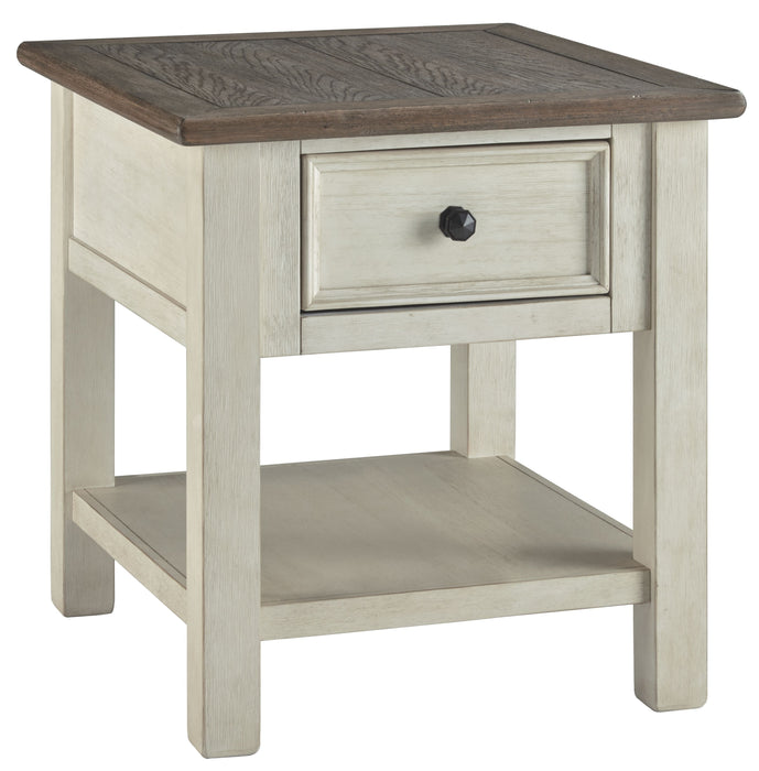 Bolanburg - White / Brown / Beige - Rectangular End Table