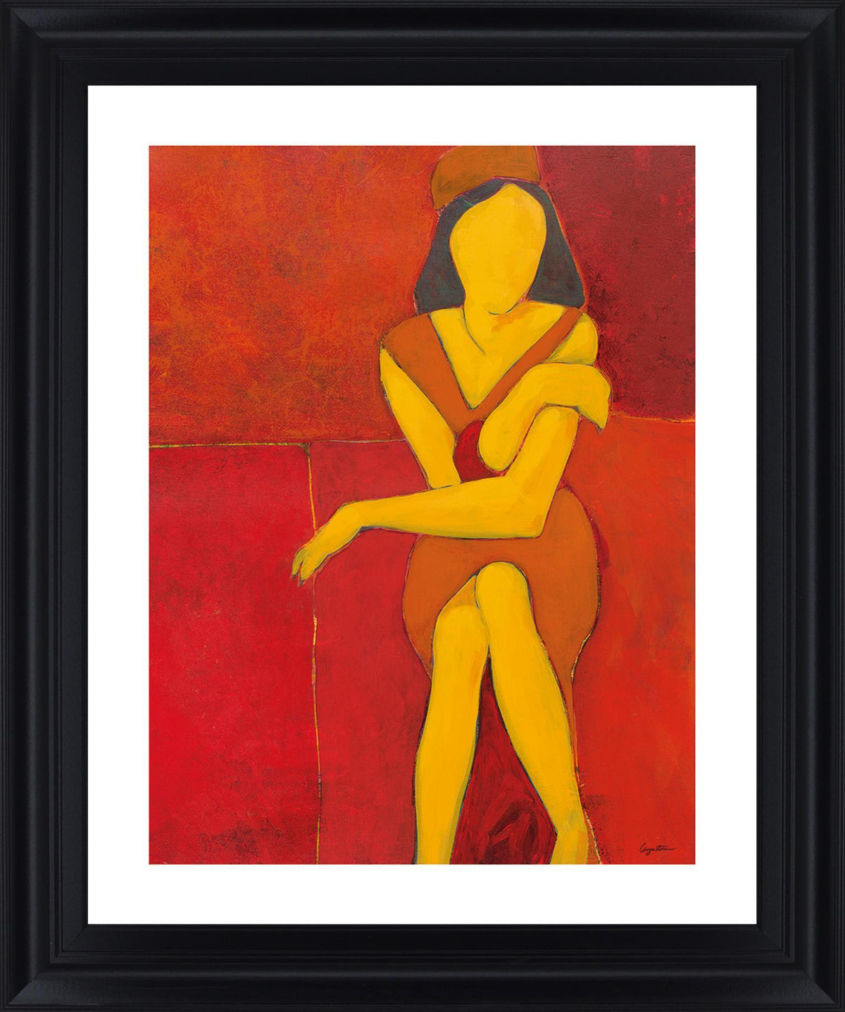 Golden Muse - 28" x 34" Framed Wall Art - Red